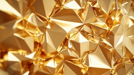 Wall Mural - abstract gold geometric background with shiny,faceted,polygonal shapes.