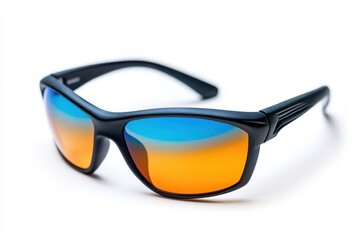stylish black sunglasses with vibrant orange blue lenses perfect for sunny days sharp focus clear