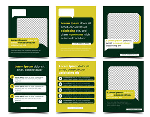 Wall Mural - modern minimalist graphic green social media post template design collection