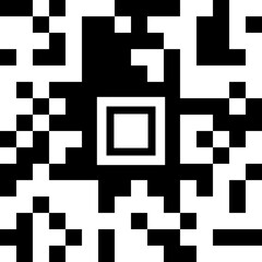 QR code in black square format for mobile, with Position Detection Pattern in the center, on white background.