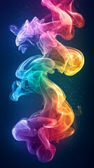 Wall Mural - colorful smoke swirls on dark background (1)