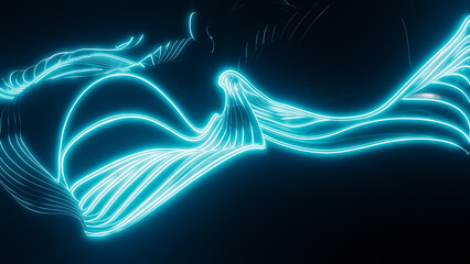 Abstract glowing neon lines creating fluid motion art