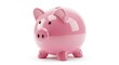 © Thecreator T - A pink piggy bank with a slot on top sitting on a white surface in a studio setting for saving money