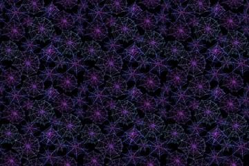 Canvas Print - Seamless pattern of spider web on black background
