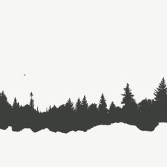 Wall Mural - misty forest landscape trees nature fog black white scenic woods pine tree landscape silhouette arti