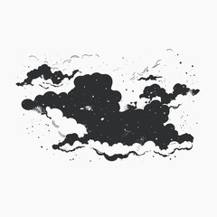 Wall Mural - clouds stars night sky black white illustration dreamy celestial space galaxy cosmos universe fantas