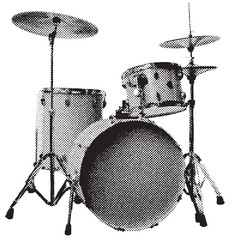 Wall Mural - drum kit halftone grunge vector design element