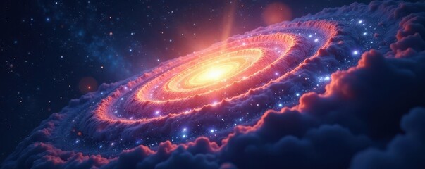 Wall Mural - cosmic spiral galaxy, light beam piercing darkness, breathtaking, astronomy