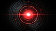 © Anastasiya Ri - Red glowing circular digital interface with central alert light in a dark abstract background used for illustrating flash flood warning systems, critical emergency UI, and futuristic danger icons