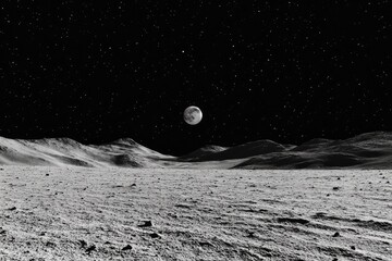 lunar landscape under a starry night