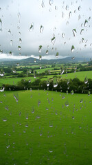 Wall Mural - rain outside window glass