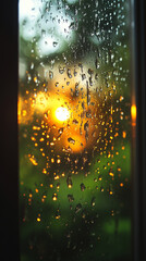 Wall Mural - rain outside window glass