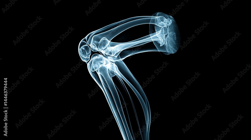 Human Knee Joint Anatomy Xray Medical Illustration showing Bones ...