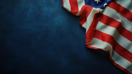 Wall Mural - close-up shot of the american flag on a blue background, great for patriotic and national events