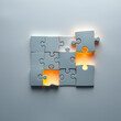 © Frederick - A puzzle with missing pieces, but the remaining pieces glowing and shifting to fill the gaps, representing a flexible and adaptable contingency plan