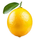 Fresh ripe yellow lemon isolated on transparent background.