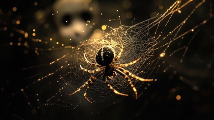 A magnificent orb weaver spider in its intricate golden web.