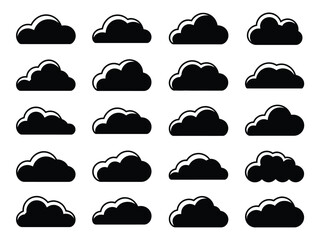 Wall Mural - vector illustration set features diverse cloud icons on white