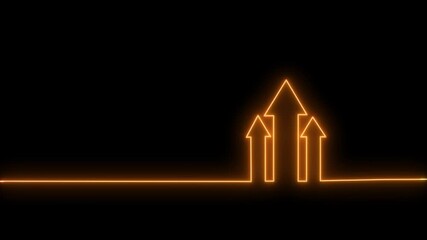 Wall Mural - Neon light Financial business graph chart animation . Neon business concept animated. Arrow Neon
