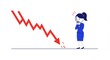 © backstock - Worried businesswoman facing financial downturn represented by falling graph