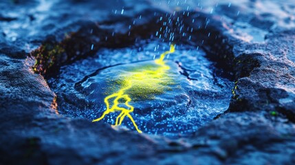 Wall Mural - alien water pool on rocky planet