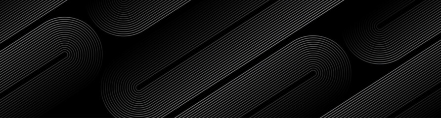 3d black techno abstract background overlap layer on dark space with rounded lines effect decoration