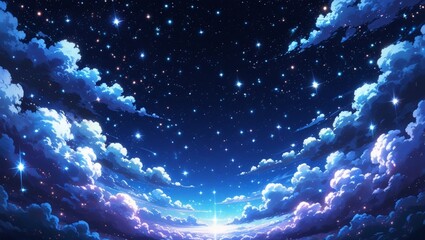 anime sky art wallpaper background fantasy sky with beautiful star falls with beautiful flares starr