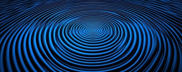 Aufkleber - Abstract Blue Concentric Circles Pattern with Rippling Effect on Dark Background for Modern and Futuristic Design Templates