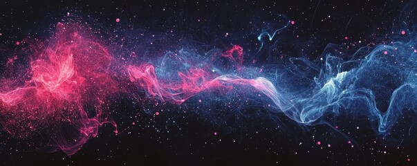 Aufkleber - Abstract Nebula with Pink and Blue Hues Sparkling Starry Night Sky Background Astronomy Concept Cosmic Landscape Outer Space Scene Deep Universe Exploration Art