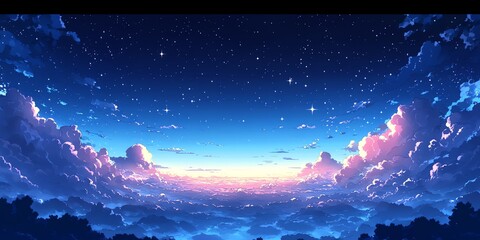 Wall Mural - night sky cloudscape stars sunset