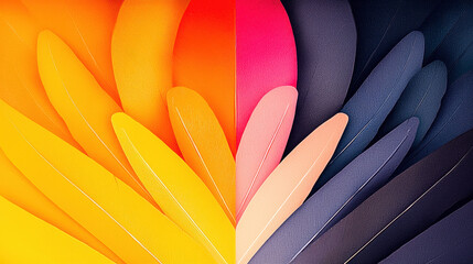 Wall Mural - an abstract illustration features a captivating close-up of intensely colorful feathers against a co