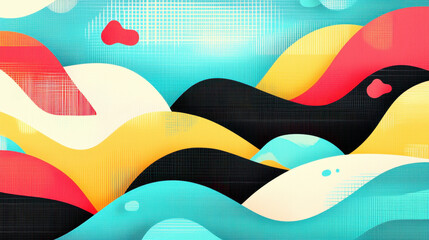 Wall Mural - an illustration of calm ocean views showcases artistic waves and dreamy skies, with copy space in th