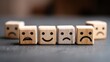 © KohXD - Wooden blocks with hand-drawn faces illustrating emotional intelligence in investor profiling and scoring