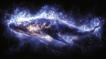 Wall Mural - Celestial whale nebula in deep space, cosmic ocean of stars and galaxies, ethereal marine mammal floating in the universe's tapestry of wonder and beauty