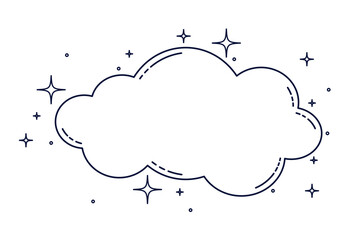 Wall Mural - cloud with sparkle celestial doodle illustration vector