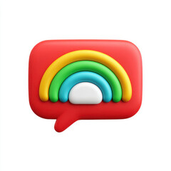 Wall Mural - Colorful rainbow bubble message icon in playful plastic style, perfect for vibrant communication