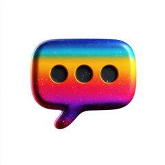 Wall Mural - Colorful chat symbol featuring rainbow gradient with cosmic elements, perfect for digital communication