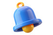 © SM - High quality 3d rendering icon of a glossy blue notification bell with an orange ringer against background