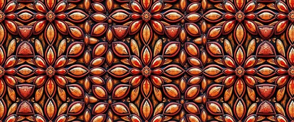 Poster - intricate almond-shaped motifs forming a repeating decorative pattern, shape, natural