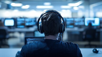 Focused worker in a modern tech center