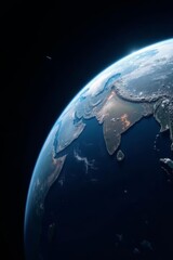 Wall Mural - abstract close-up of earth's curvature against the black sky, universe, orbiting, astronomy