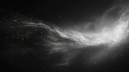 cosmic cloud formation with starry particles black and white illustration