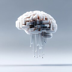 Fototapete - Brain Architecture: A Conceptual Model of Artificial Intelligence and Neural Connections in Futuristic Design