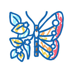 Wall Mural - butterfly boho icon doodle illustration