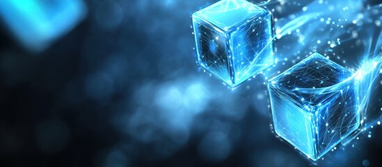 Wall Mural - Abstract glowing cubes in motion
