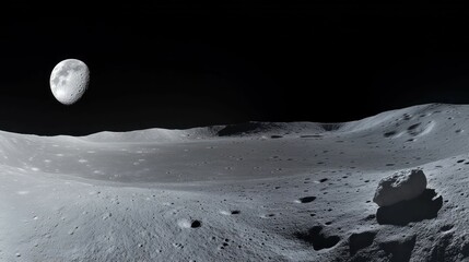 lunar surface view of moon's landscape with craters. dark and mysterio