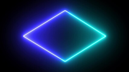 Wall Mural - Animated Rectangle neon glowing frame background. neon frame laser sign on black background.