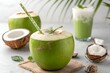 © Sk - Refreshing Green Coconut Drink in Minimalist Tropical Setting