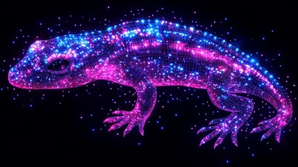 Wall Mural - Abstract gecko rendered with a glowing vibrant nebula effect featuring cosmic dust and a deep space atmosphere creating a captivating visual fantasy