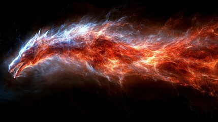Wall Mural - Dynamic spectral dragon abstract concept with fire and ice aesthetic a vivid mythical illustration with vibrant colors and dark background to amplify the visual impact
